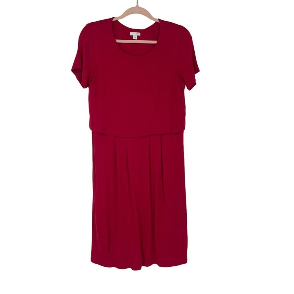 J Jill Layered Button Back Knit Dress Womens sz S Scoop Neck Stretch Soft Crop